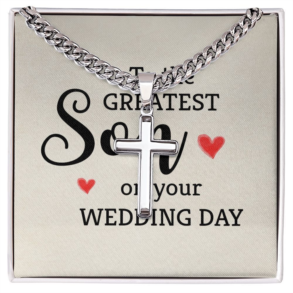 To My Son The Greatest Son Artisan Cross Cuban Chain Two-Tone Box